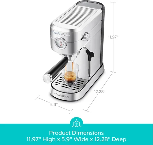 Vista 7 de Máquina de expreso de 20 bares, cafetera de café espresso profesional con varita espumadora de leche, máquina de café espresso compacta con aspecto