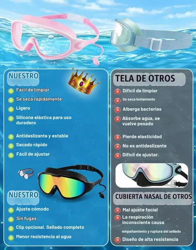 Vista 6 de WIN.MAX Paquete de 2 gafas de natación antiniebla, anti rayos UV, visión transparente para hombres, mujeres, niños y niñas, gafas de natación