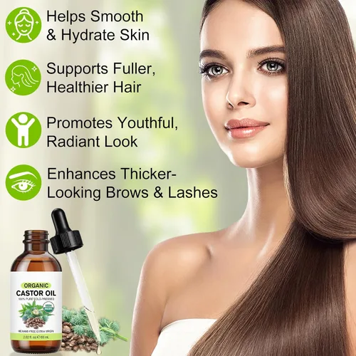 Vista 6 de Aceite de ricino negro jamaicano de 4.1 fl oz para el crecimiento del cabello, aceite de ricino prensado en frío sin refinar, aceite de ricino 100%