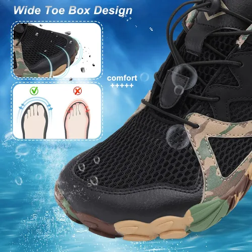 Vista 5 de Lefflow Zapatos de agua de senderismo para mujer, minimalistas, para playa, piscina, caminar, zapatos deportivos Caja de punta ancha
