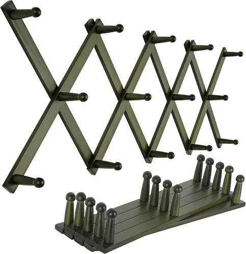 Vista 25 de SKOLOO Perchero de pared para sombreros con 14 ganchos, de madera maciza, moderno, perchero de pared expandible para abrigos, sombreros, bolsos