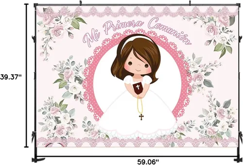 Vista 8 de My First Communion Girl Bautismo Fotografía Fondo Dios bendiga bautismo Mi Bautizo Decoración telón de fondo de estudio fotográfico de vinilo
