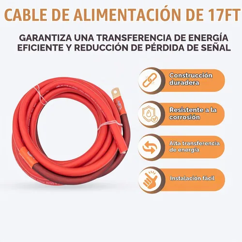 Vista 4 de Elite Audio Kit de cableado de amplificador de calibre 0, kit de instalación de amplificador OFC de 5000 W - EA-PROK0