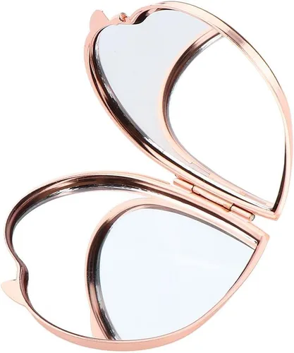 Vista 4 de DYNWAVE Monedero de espejo de maquillaje en forma de corazón para mujer, oro rosa