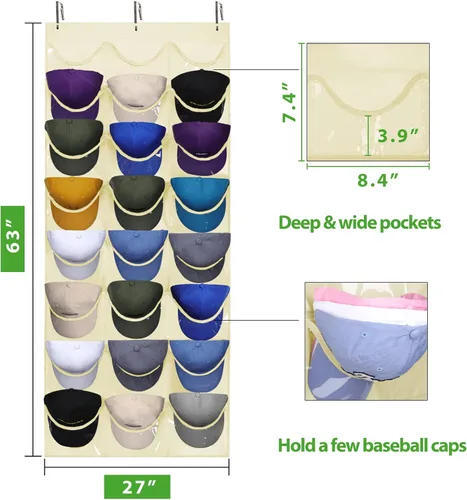Vista 5 de Dofilachy Estante para sombreros - Organizador de sombreros - Estantes para gorras de béisbol, soporte para sombreros visible - Estante