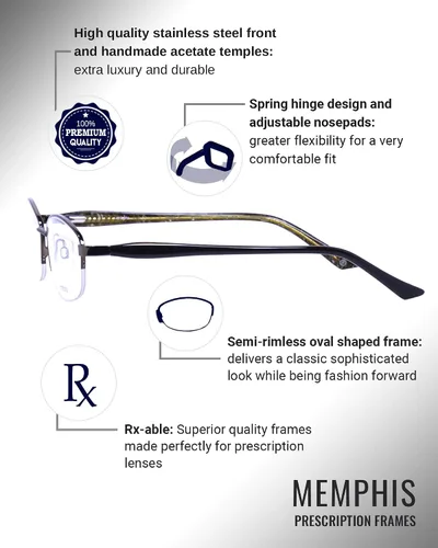 Vista 4 de UMIZATO Marco de gafas de prescripción para mujeres acero inoxidable acetato óptico Rx MEMPHIS