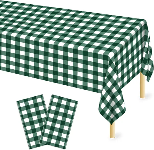 Vista 32 de Mulbozy 2 piezas de mantel de plástico negro para mesa rectangular, 54 × 108 pulgadas, fundas desechables de mesa para fiestas negras