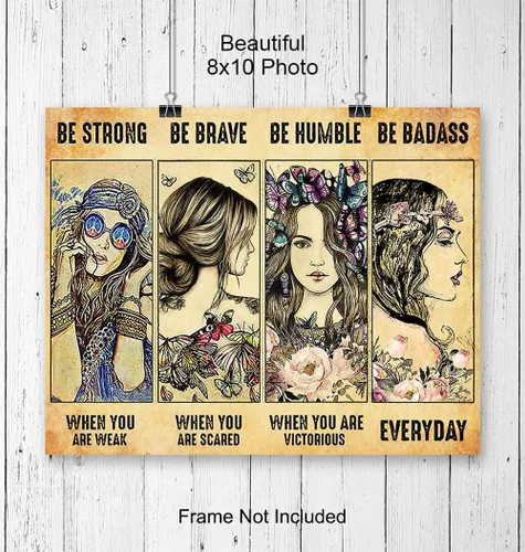 Vista 4 de Sé fuerte Sé valiente Sé increíble Póster - Decoración de pared boho-chic bohemia - Arte de pared motivacional feminista - Citas inspiradoras