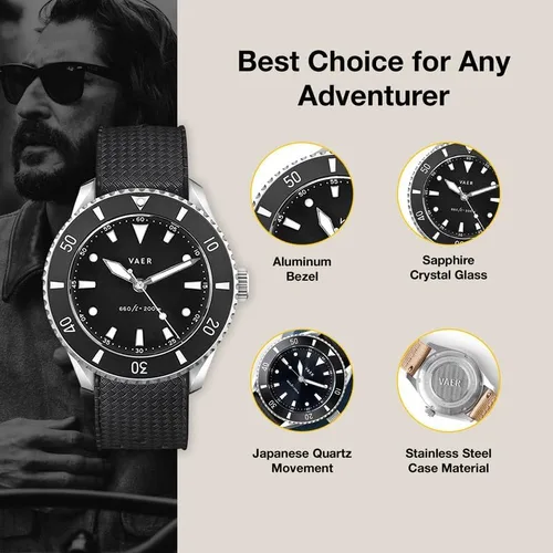 Vista 3 de Vaer DS4 Solar Dive Watch for Men - Ocean Ready 20 ATM, Solar-Powered - Perpetual Time Keeping, Sapphire Crystal, & Extreme Accuracy