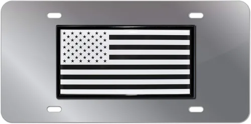 Vista 10 de Elektroplate Placa de matrícula negra con bandera de Estados Unidos invertida