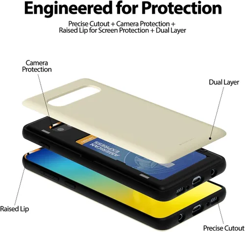 Vista 5 de GOOSPERY Tope Magnético Compatible con Galaxy S10 Plus, Funda Cartera con Portarjetas Imán de Cierre Automático Fácil Protectora de Doble Capa Blanco