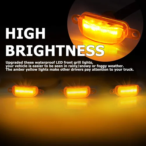 Vista 3 de EAG Parrilla LED superior de ABS de repuesto con luces LED ámbar, color negro mate para Silverado 1500 07-13