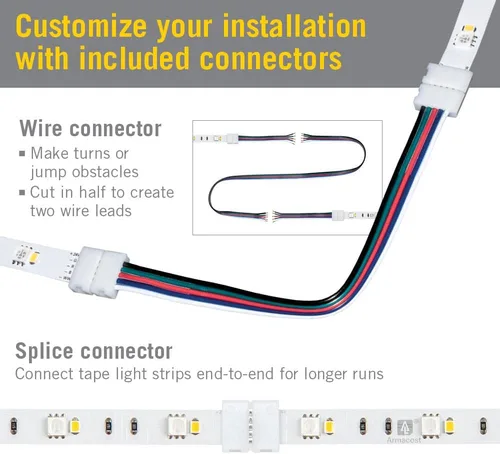 Vista 6 de Armacost Lighting RibbonFlex Pro - Cinta de luz LED multicolor y blanca de 60 + 60 LEDs/m, 8.2 pies (8.2 ft) (624210)