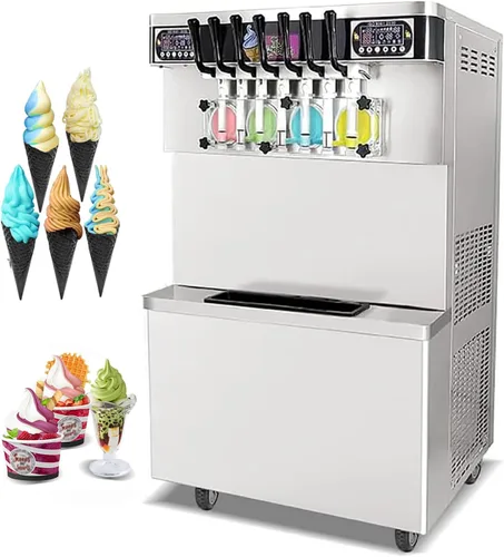 Vista 11 de Kolice ETL Commercial 3 sabores, máquina de helado suave de yogurt de gelato-2+1 sabores mixtos, tanques superiores refrigerados, encimera, conteo