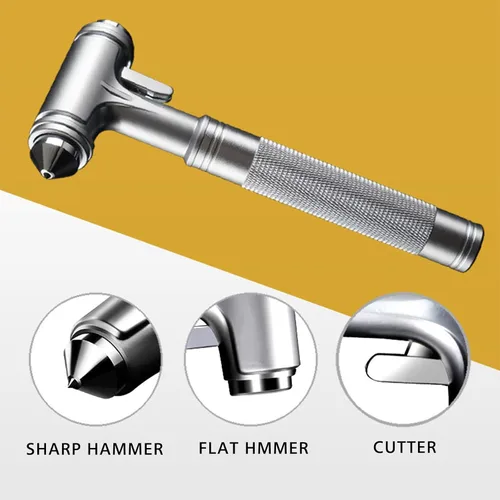 Vista 5 de Cortador de cinturón de seguridad para romper ventanas, herramienta de escape totalmente metálica ignífuga, herramienta de escape de cinturón