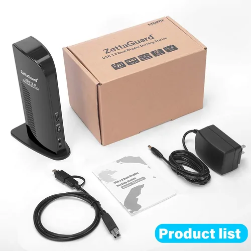 Vista 13 de Estación de acoplamiento universal USB 3.0 de doble pantalla 4K, pantalla de monitor de video dual con HDMI dual 4K x 2K a 60 Hz, Gigabit Ethernet