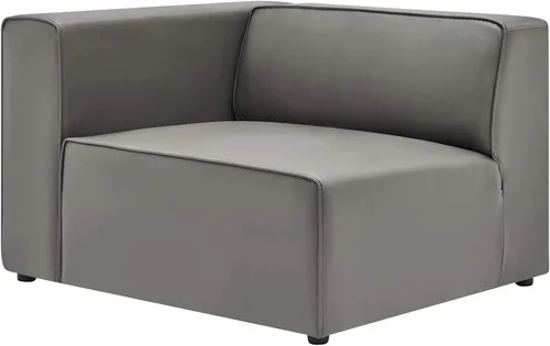Vista 3 de Modway Mingle Sofá seccional de cuero vegano Silla con brazo izquierdo en gris