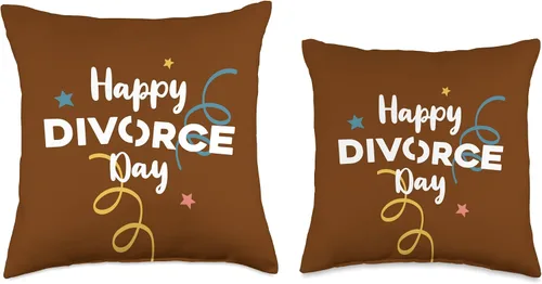 Vista 3 de Happily Ever After Divorce Gifts Happy Divorce Day Throw Pillow, 16x16, Multicolor
