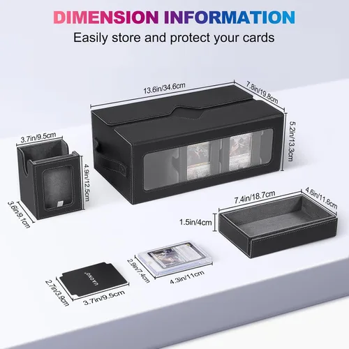 Vista 3 de Caja de baraja Commander de UAONO para MTG, estuche modular de 6 barajas con bandeja para dados, contiene más de 600 cartas con funda doble, caja
