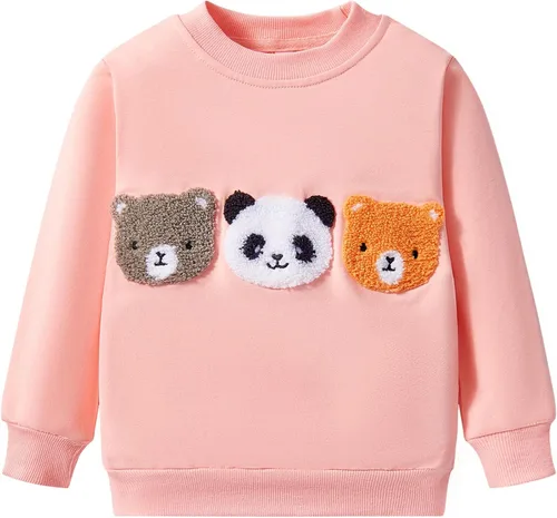 Vista 78 de Sudaderas para niñas pequeñas, cuello redondo, sin botones, de manga larga, para invierno, casual, ropa 2T-7T, Dinosaurio