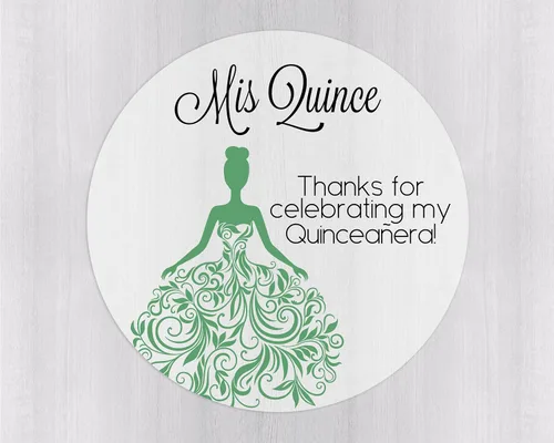 Vista 8 de Calcomanías de quinceañera de 40 quilates, membrillo Mis, español o inglés para cumpleaños número 15 (027-E-BK-C) (inglés - negro - transparente)