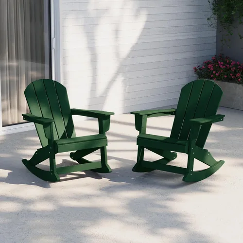 Vista 26 de WestinTrends Silla mecedora Malibu de poliéster para exterior/patio Adirondack, Negra