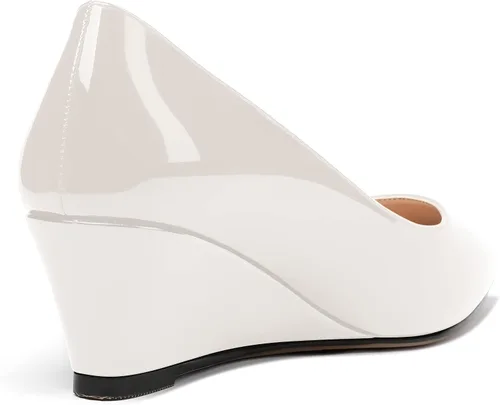 Vista 5 de MERRORI Zapatos de tacón bajo con cuña y puntera cuadrada sólida para mujer, de 2 pulgadas