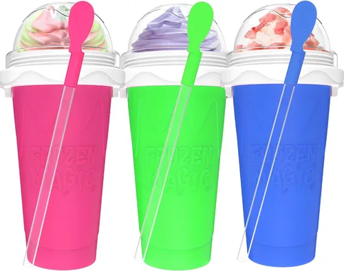 Vista 9 de Taza de Fabricante de Granizado de 500ML - Tazas de Granizado Mágicas DIY, Tazas Apretadoras Portátiles para Hacer Leche y Helado, Tazas