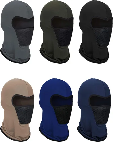 Vista 9 de Pasamontañas de invierno de 6 piezas, transpirable, cubierta facial de esquí, protección contra el polvo, cubierta de cuello largo para actividades