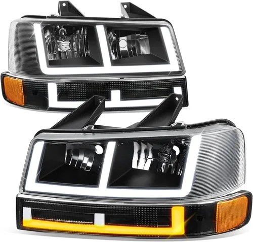 Vista 14 de Faros y luces de parachoques Auto Dynasty compatibles con 03-24 Chevy Express GMC Savana 1500-4500, con luces DRL E-LED de Switchback, lado