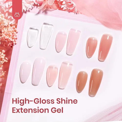 Vista 2 de Beetles - Kit de extensión de gel de uñas de polietileno, 6 colores de gelatina nude con solución deslizante, mejora de uñas para principiantes