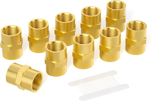 Vista 19 de GASHER 2 piezas de accesorios de tubería de latón, acoplamiento de latón, tubo hembra de 1 pulgada x tubo hembra de 1 pulgada
