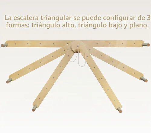 Vista 4 de Juego de escalada plegable para niños con escalera, rampa, haz de equilibrio; juguetes de escalada de madera triangular para niños pequeños de 1 a 3