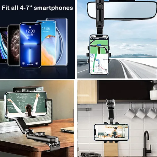 Vista 6 de Soporte giratorio para teléfono con visera solar 360, compatible con iPhone 13 Pro Max/13 Pro/13/12 Pro Max/12 Pro/12, Galaxy Z Fold 3/S21/S22
