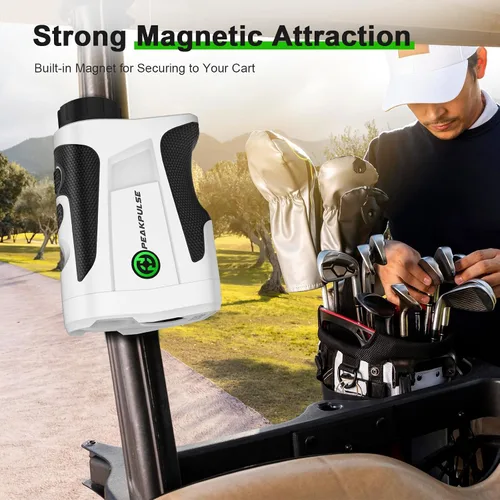 Vista 4 de PEAKPULSE 1200 1700 Yds Golf Rangefinder Easy to Clean Slope Magnet Rechargeable 6X Magnification Distance Range Finders Flag Pin Locked Vibration
