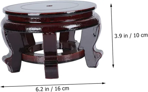 Vista 2 de Base de exhibición de madera para macetas y jarrones, soporte decorativo redondo para decoración del hogar, elegante soporte de madera para tetera