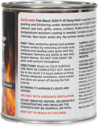 Vista 2 de Rutland Products, Black Rutland - Pintura para estufa plana con brocha, 1200 grados F, 16 onzas líquidas, onzas líquidas (paquete de 1)