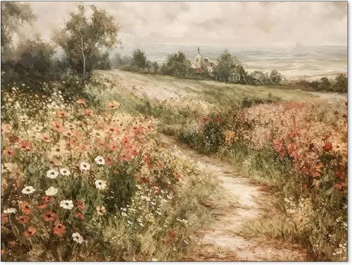Vista 9 de Haitunone Póster de estanque de pato real con animales de granja, arte de pared, pintura de pato vintage, pintura al óleo, cazador de pájaros