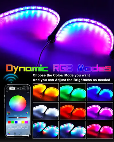 Vista 4 de Qasim Tira de luz LED RGB de 14 pulgadas, control por aplicación, multicolor, 35.5 cm (14.0 pulgadas), arranque frío, blanco, dinámico, RGB ámbar