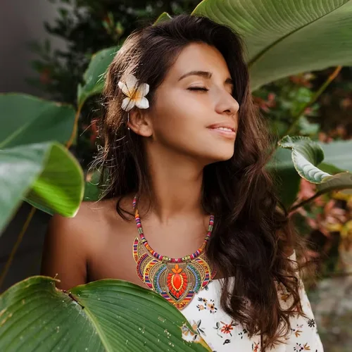 Vista 2 de choice of all Collares gruesos de estilo étnico para mujer, collar étnico bohemio, collar colorido, festival, tribal con cuentas, gargantilla