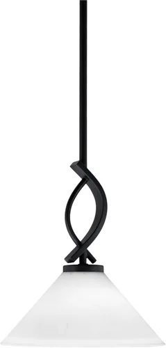 Vista 123 de Toltec Lighting Cavella Stem Colgado Mini colgante, acabado grafito, vidrio de muselina blanca de 4 pulgadas