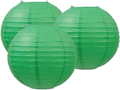 Vista 19 de Paquete de 3 linternas redondas de papel para decoración de boda y fiesta de cumpleaños (azul bebé, 4 pulgadas/3.9 in)