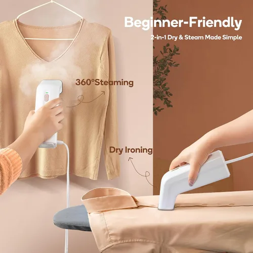 Vista 2 de Newbealer - Plancha de vapor 2 en 1, cerámica antiadherente, 5.7 fl oz, apagado automático, solo 120 V Beginner-Friendly, Heats in 25s, 360°