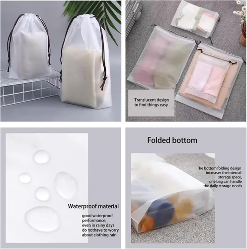 Vista 6 de 50 bolsas para el polvo para viajes, grandes organizadores de zapatos transparentes con cuerda para hombres y mujeres, 34 ES