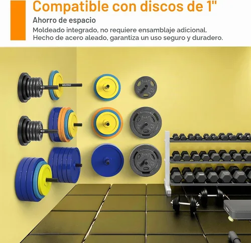 Vista 2 de Weight Plate Holder, Wall Mounted Weight Rack Storage for Weight Plates, Home Gym Organizer