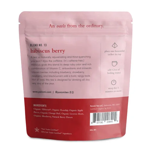 Vista 2 de Paromi Hibiscus Berry - Té de hierbas orgánicas, bolsa resellable, 15