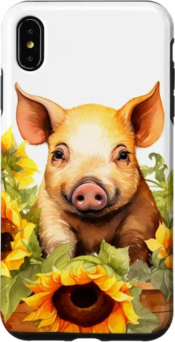 Vista 7 de Funda para iPhone 14 con diseño de animales de granja con girasoles
