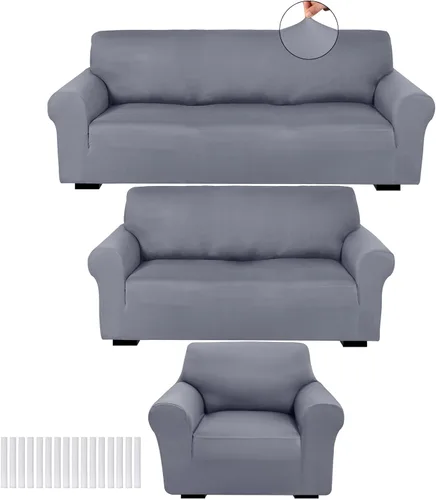 Vista 36 de Peryiter Juego de 3 Fundas para Sofá, Cubiertas de Muebles para Sofá, Loveseat, Sillón, Ajuste de Forma Elástico, Sin Arrugas, Protector de Muebles