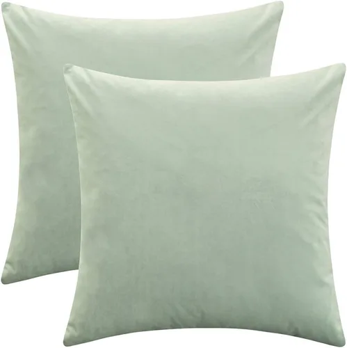Vista 22 de Juego de 2 fundas de cojín de terciopelo para sofá y cama - 20"x20", aguamarina Aqua