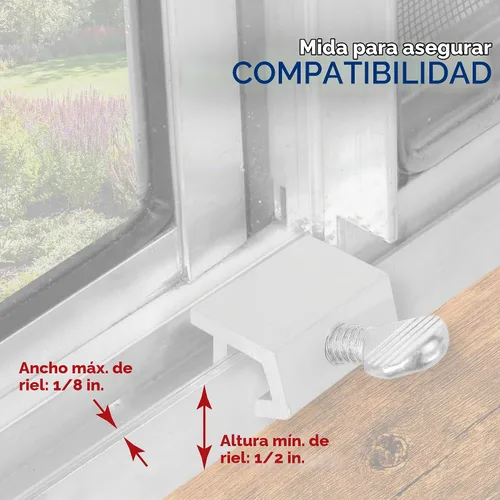 Vista 5 de Prime-Line Cerradura de seguridad de ventana deslizante para riel de 1/8 pulgadas, aluminio (paquete de 4)